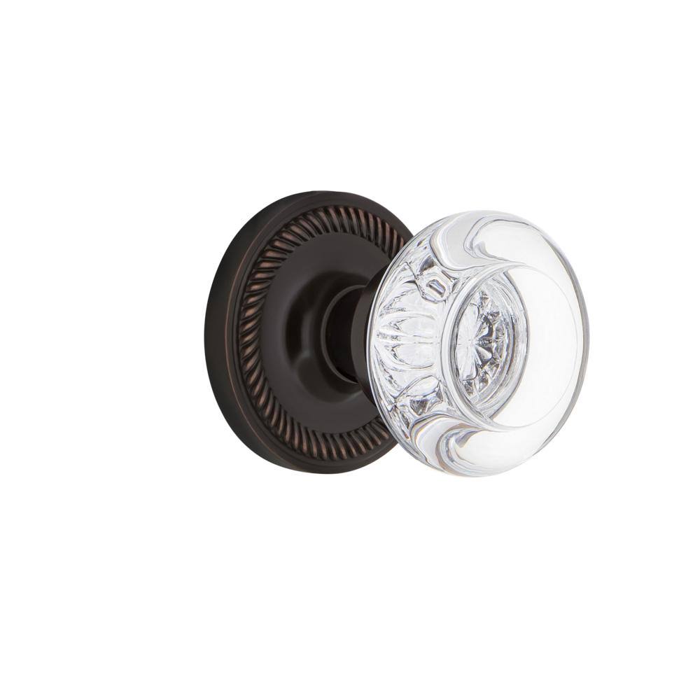 Timeless Bronze Round Clear Crystal Glass Door Knob K445
