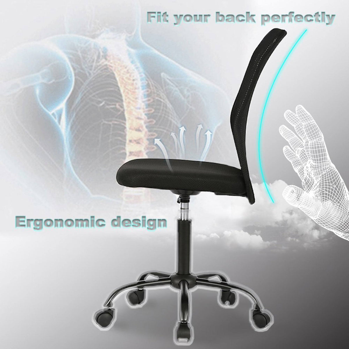 Black Ergonomic Mesh Chair V612