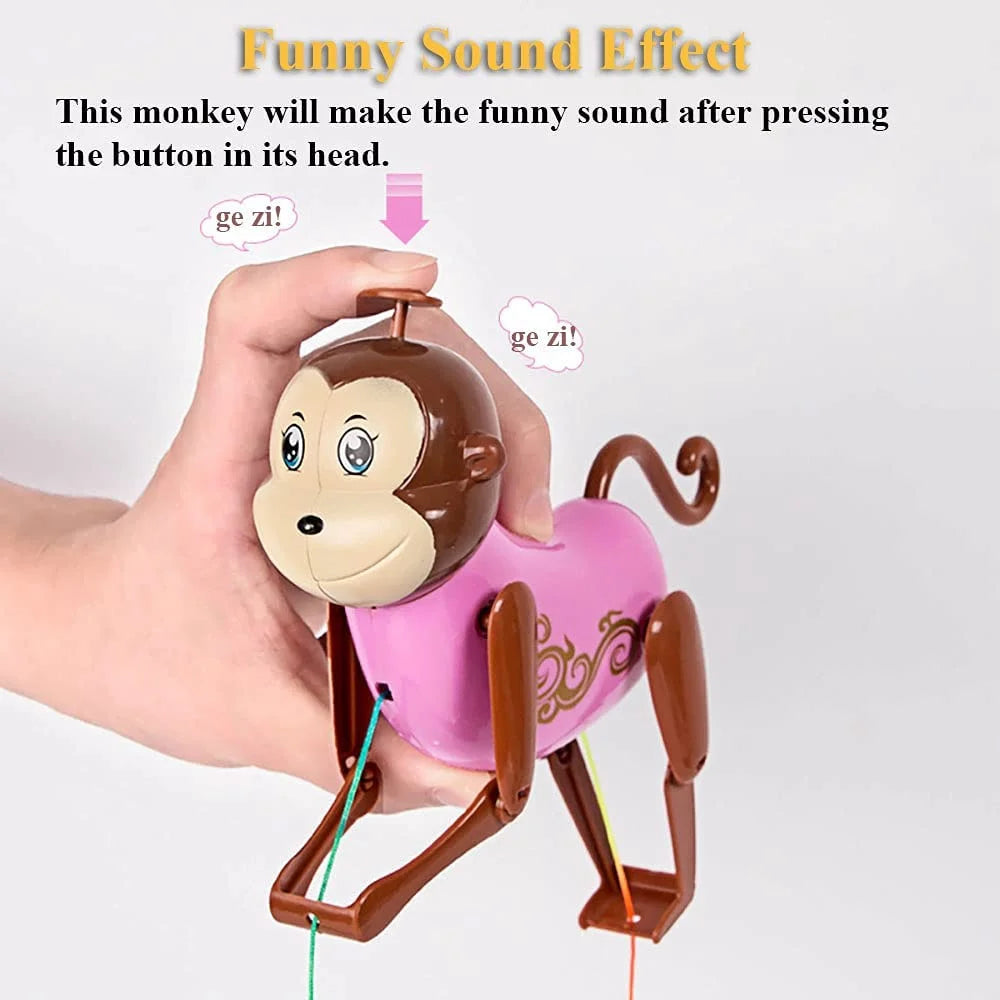 Pink Pull String Climbing Monkey Toy Z74451