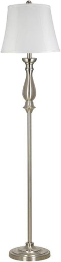 Brushed Steel Tall Floor Lamp with Linen Shade K494