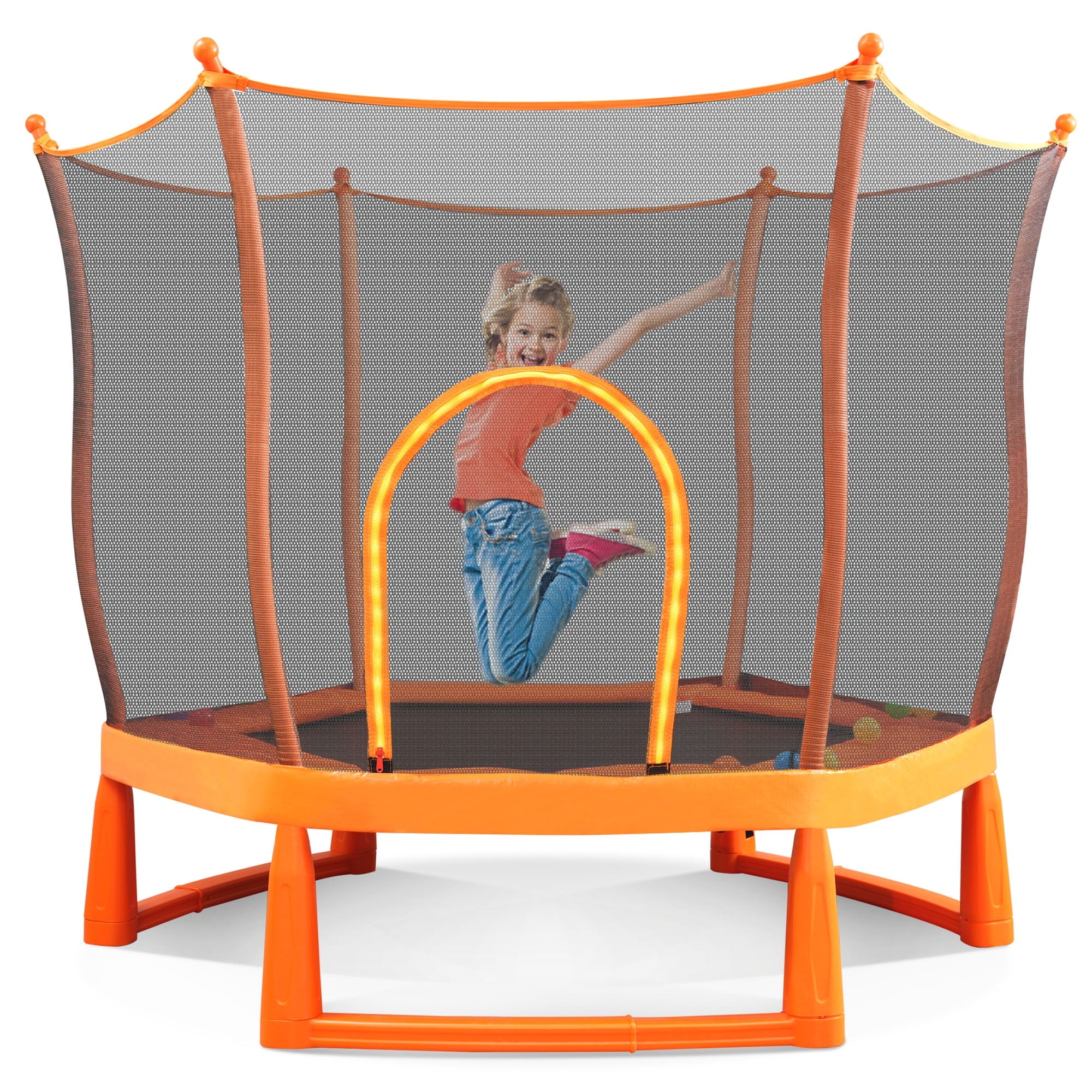 Toddlers Trampoline with Safety Enclosure Net and Ball Pit D757