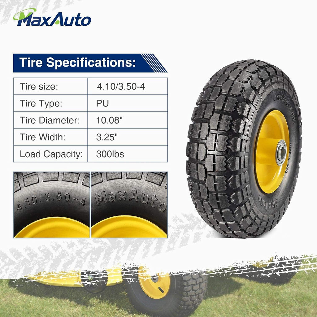 4 Pack 10 Inch Solid Rubber Tyre Wheels with Yellow Steel Hub Q167917