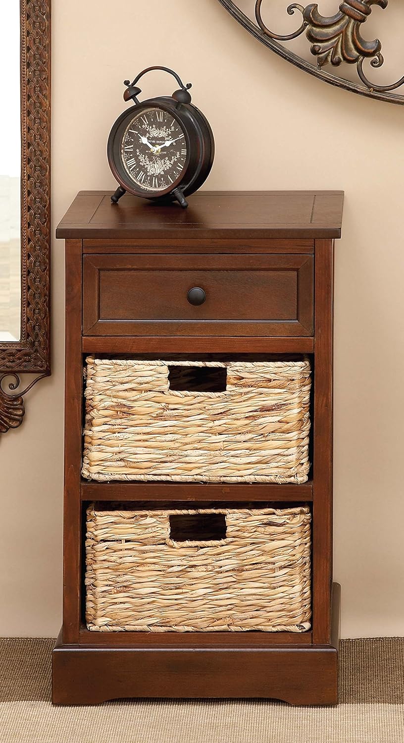 Modern Cabinet with 2-Wicker Basket U917