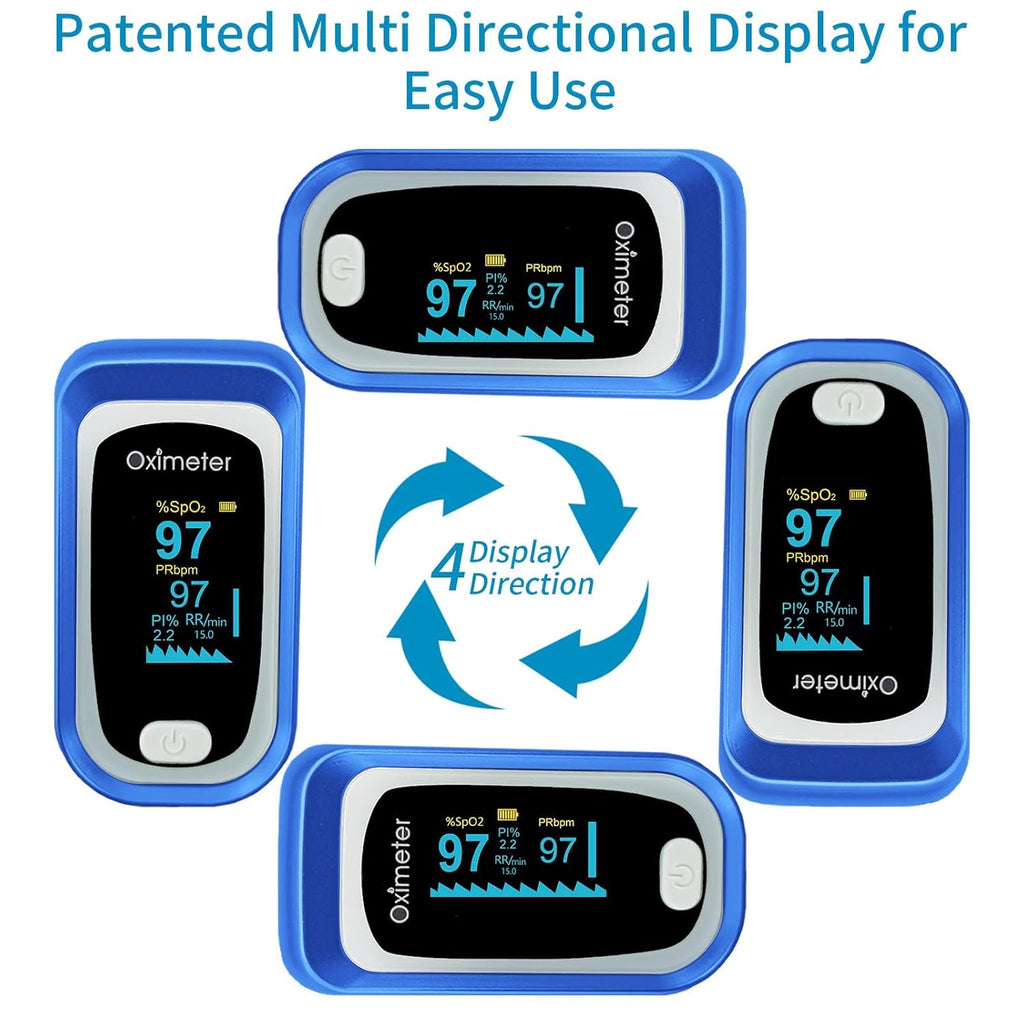 Blue Pack of 2 Portable Oxygen Monitor with OLED Display N9577