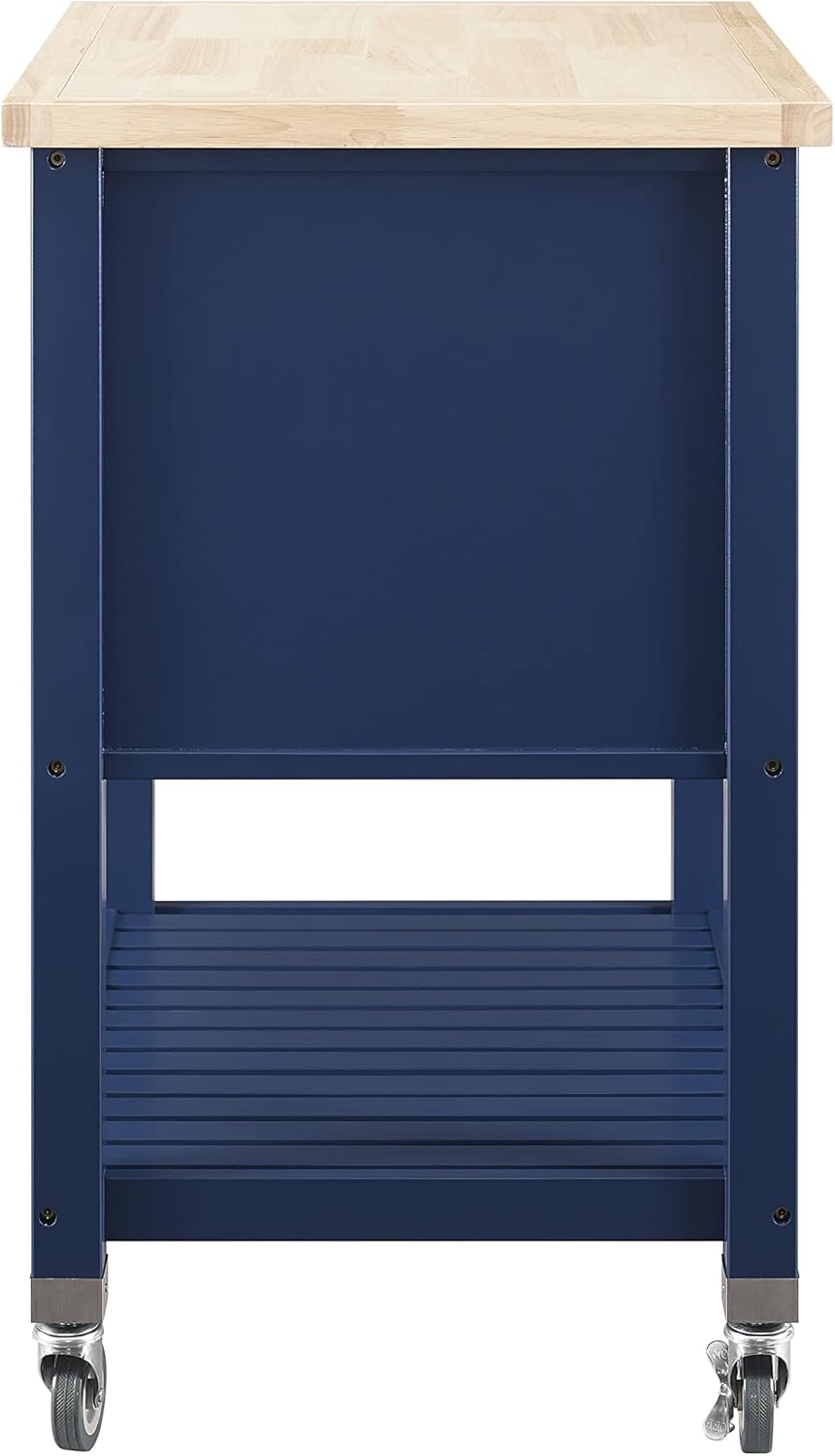 Denim Kitchen Cart with Locking Wheels W30991