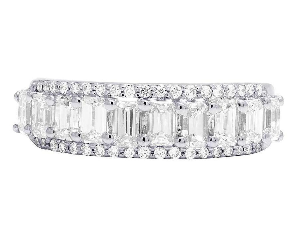 14K White Gold Diamond Emerald Solitaire Ring 1.65 Ct 6MM K781975