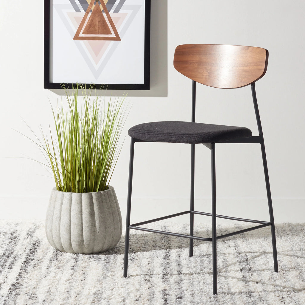 Walnut/Black Scandinavian Counter Stool C7187