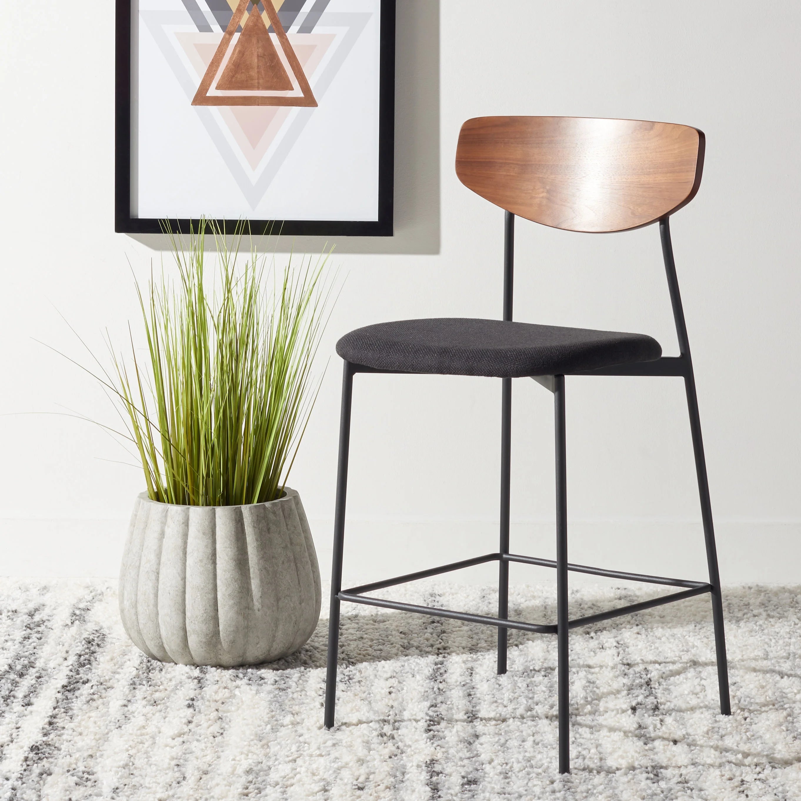 Walnut/Black Scandinavian Counter Stool C7187