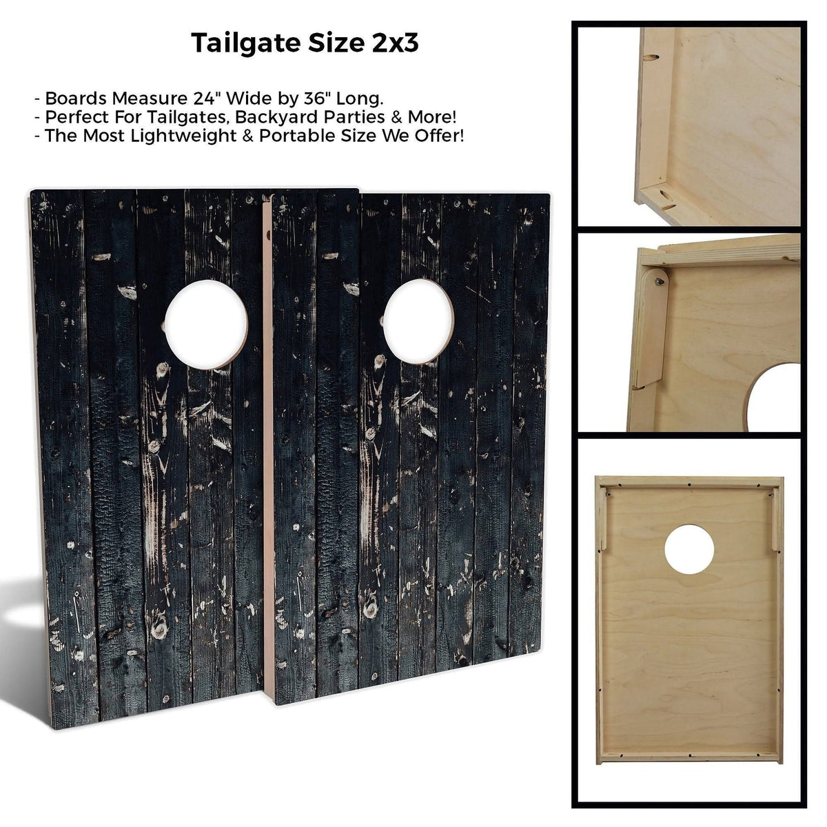 Black Plank Cornhole Set with Carrying Case H762