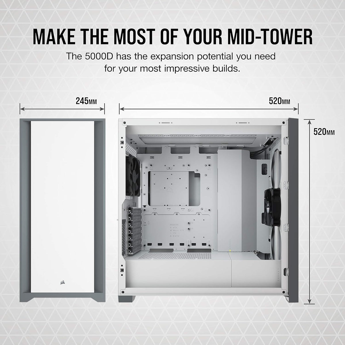 White Tempered Glass Mid-Tower ATX PC Case D93118
