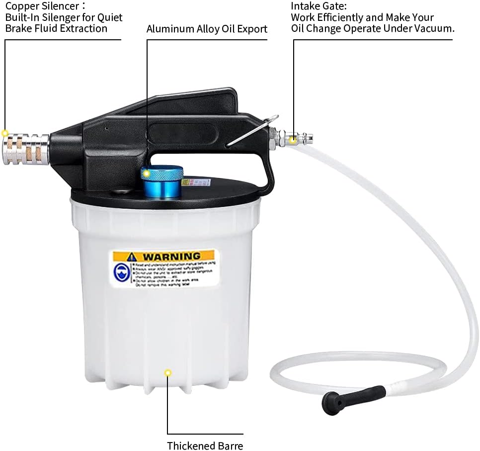 Vacuum Brake Bleeder Kit Pneumatic Tool Kit 2L Brake Fluid Extractor and 1L Refilling Bottle and Accessories Pack of 2 P7238
