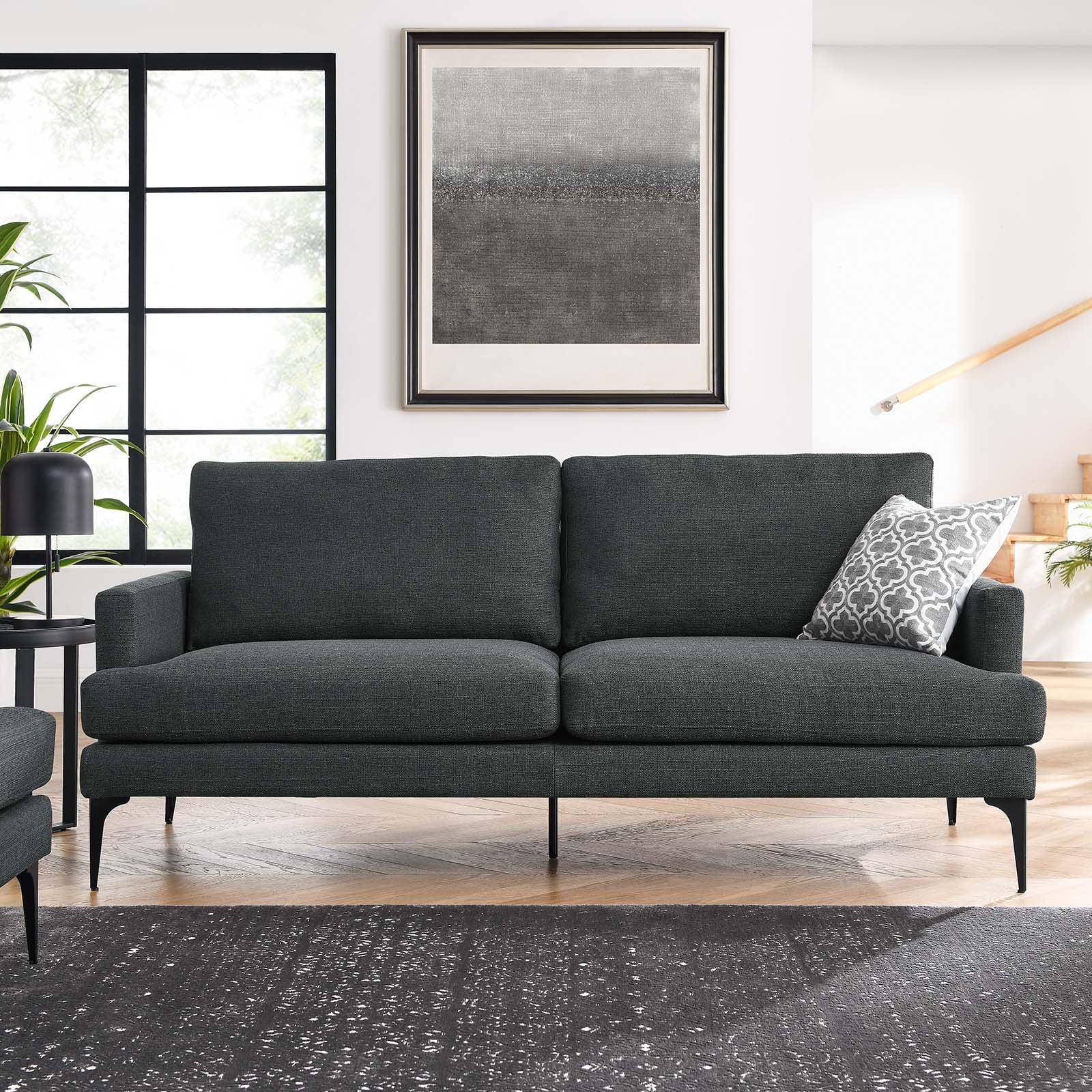 Gray Metal and Upholstered Fabric Sofa N92644