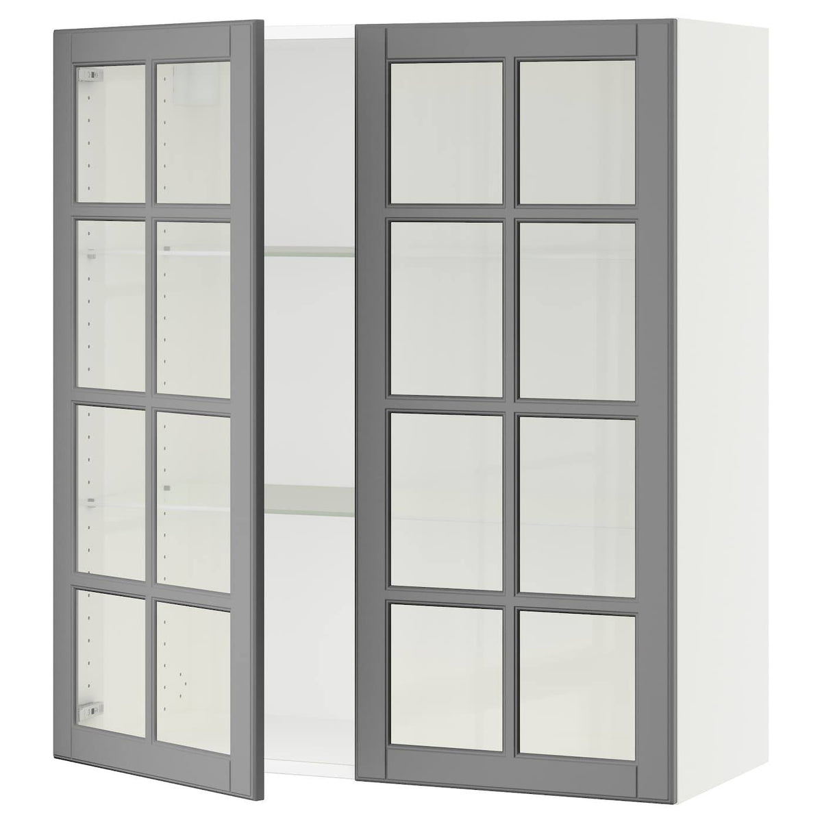 White Wall Cabinet with 2 Glass Doors E3342