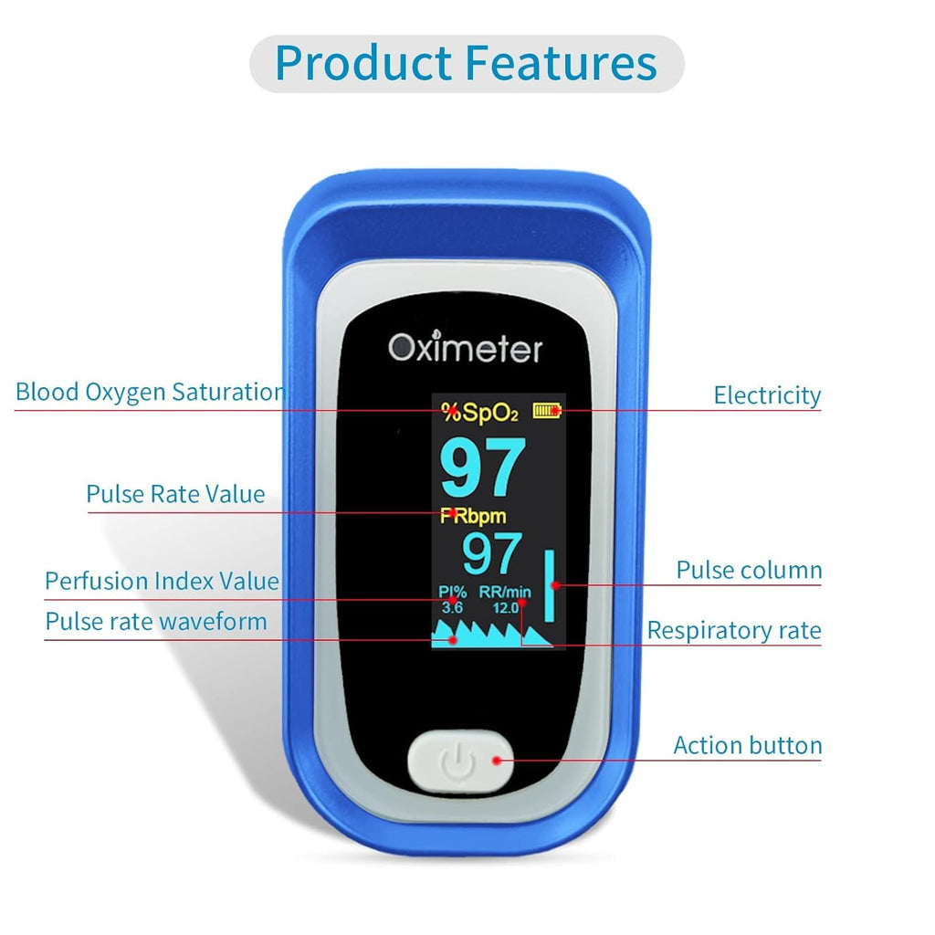 Blue Pack of 2 Portable Oxygen Monitor with OLED Display N9577