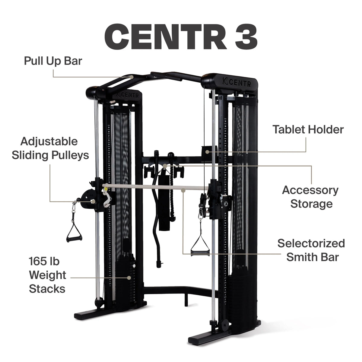 3 Home Gym Functional Trainer with Selectorized Smith Bar E38566