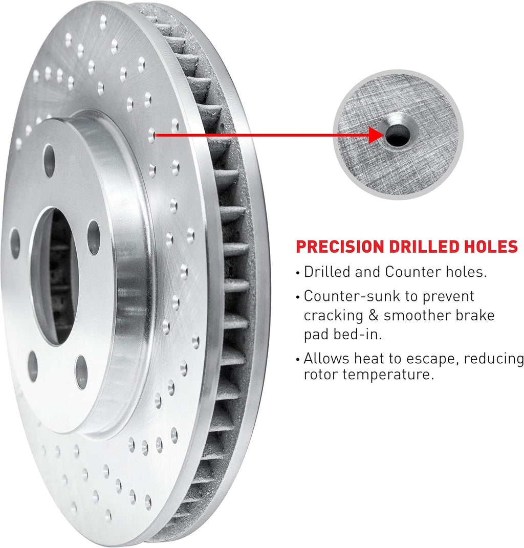 Front R1 Concepts eLine Cross Drilled Slotted Brake Rotors L818