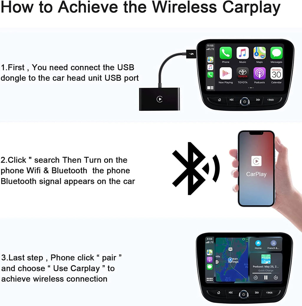 Wireless CarPlay Adapter for Factory Wired CarPlay Cars U2580
