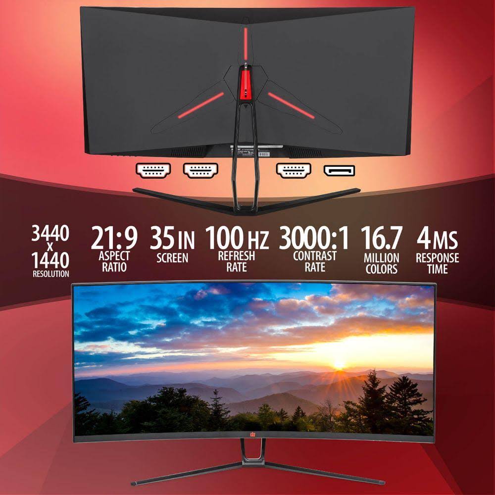 35x22 Curved UltraWide LED Gaming Monitor, 3440x1440 21:9 100Hz (2-Pack) P23385