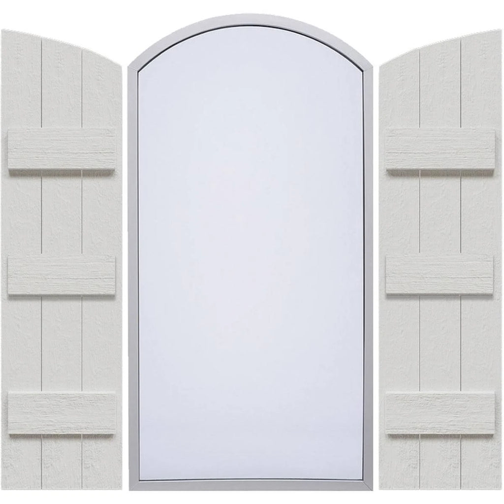 Rustic Faux Wood Shutters with Elliptical Arch Top U74314
