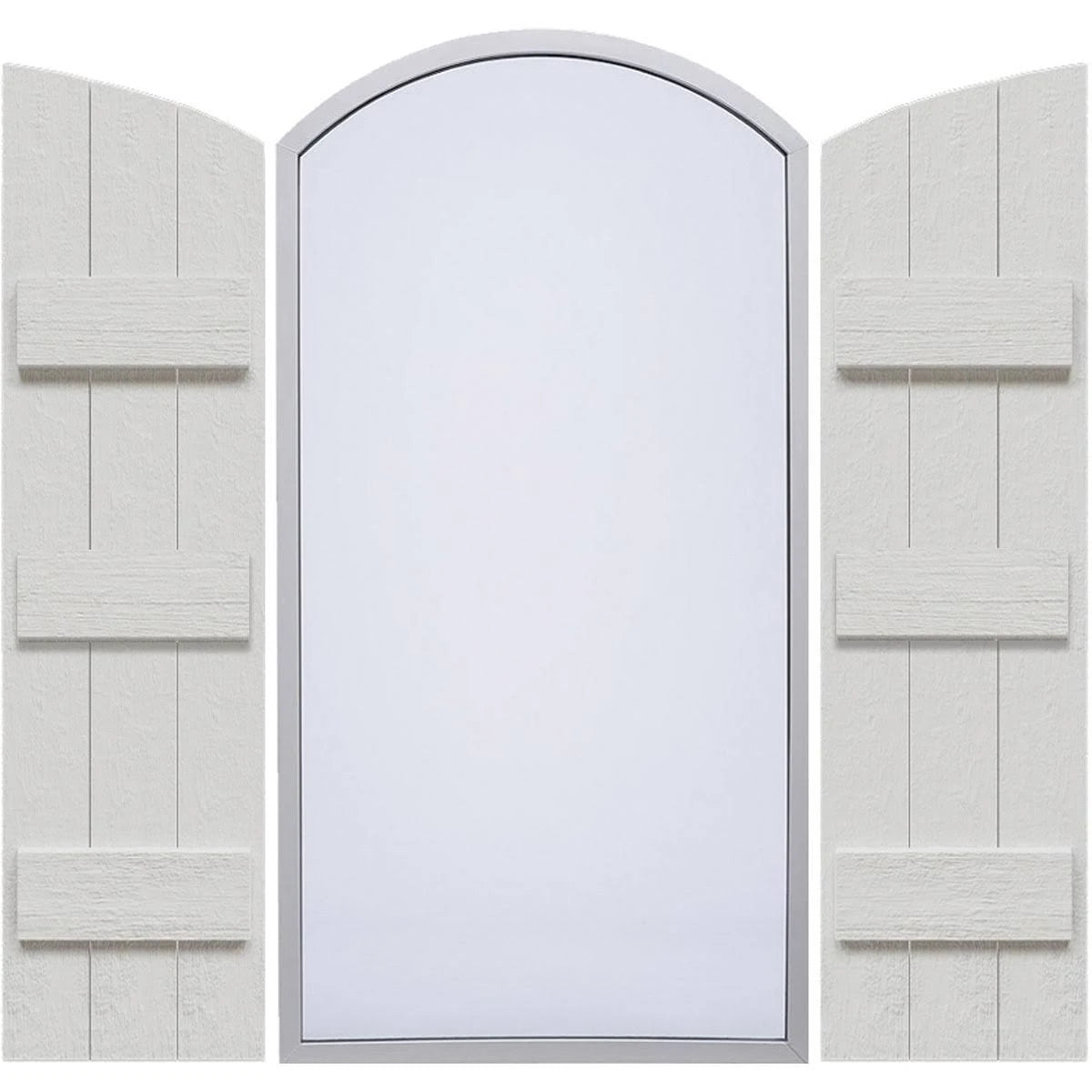Rustic Faux Wood Shutters with Elliptical Arch Top U74314