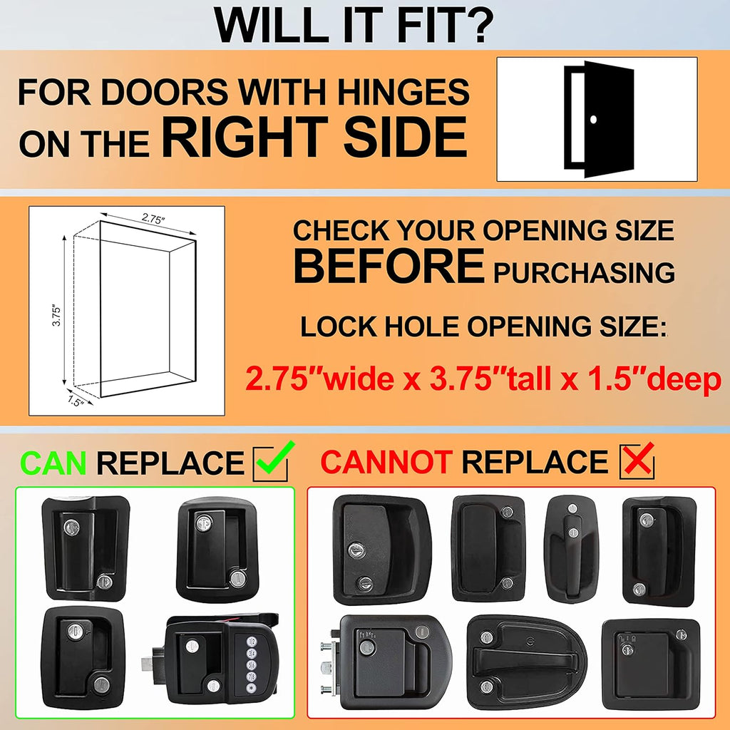 Black Zinc Alloy RV Door Lock with Keypad and Remote Fobs C91436