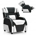 White PU Leather Kids Gaming Sofa Recliner with Headrest and Footrest Y145145