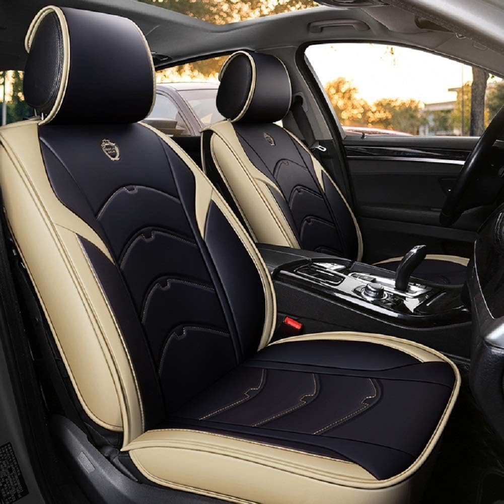 Black-Pink Leather 5 Seat Full Set Seat Cover Cushion R95484