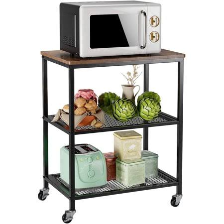 3-Tier Rolling Serving Cart with Mesh Shelves Y304