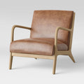 Caramel Faux Leather Wood Armchair T851666