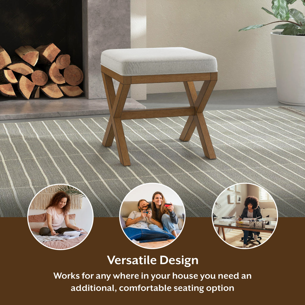 Dark Driftwood Wood Vanity Stool V309