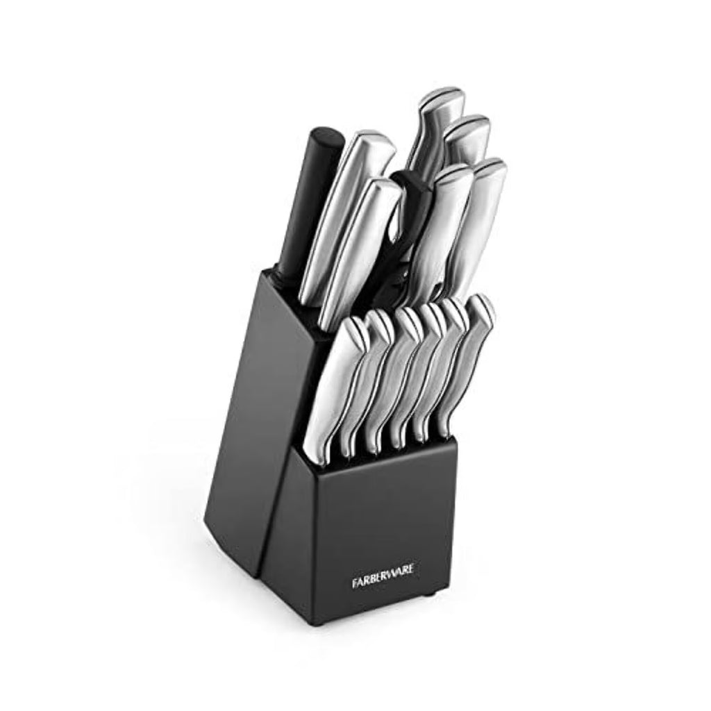 15 Pc Stamped Stainless Steel Knife Block Set W2321