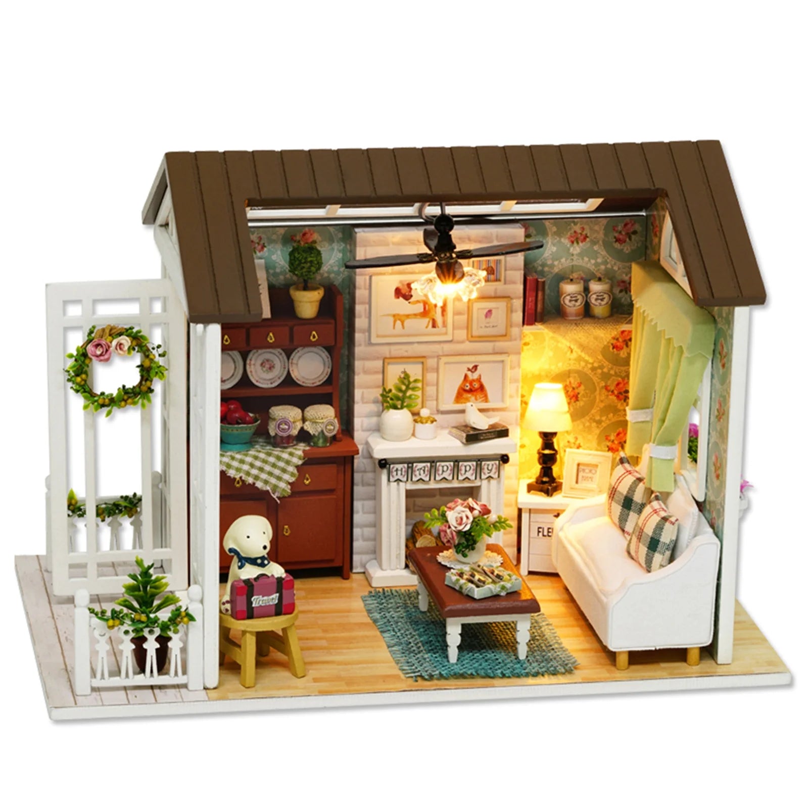 DIY Dollhouse Wooden 3D Room Kit with LED Furniture J23474