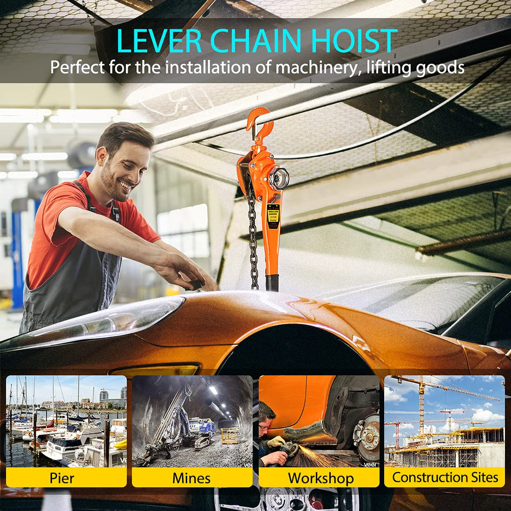 3/4 Ton Capacity 5 Feet Lever Chain Hoist with 2 Hooks Z60687
