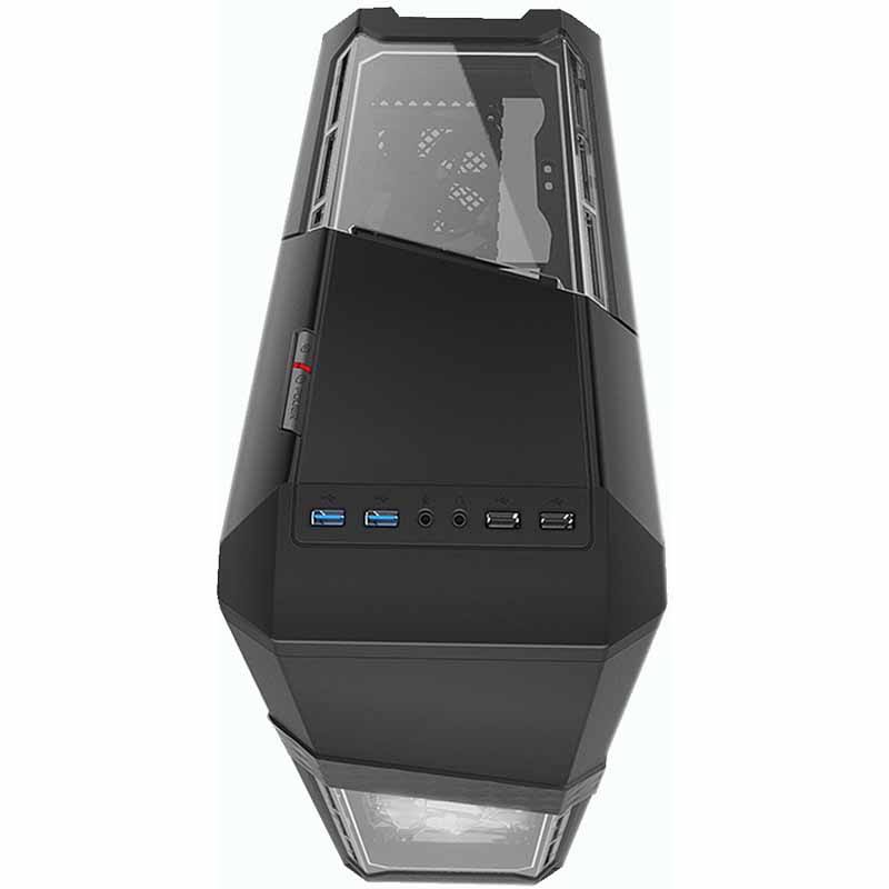 Black SECC Tempered Glass Steel ATX Mid Tower Computer Case H984768
