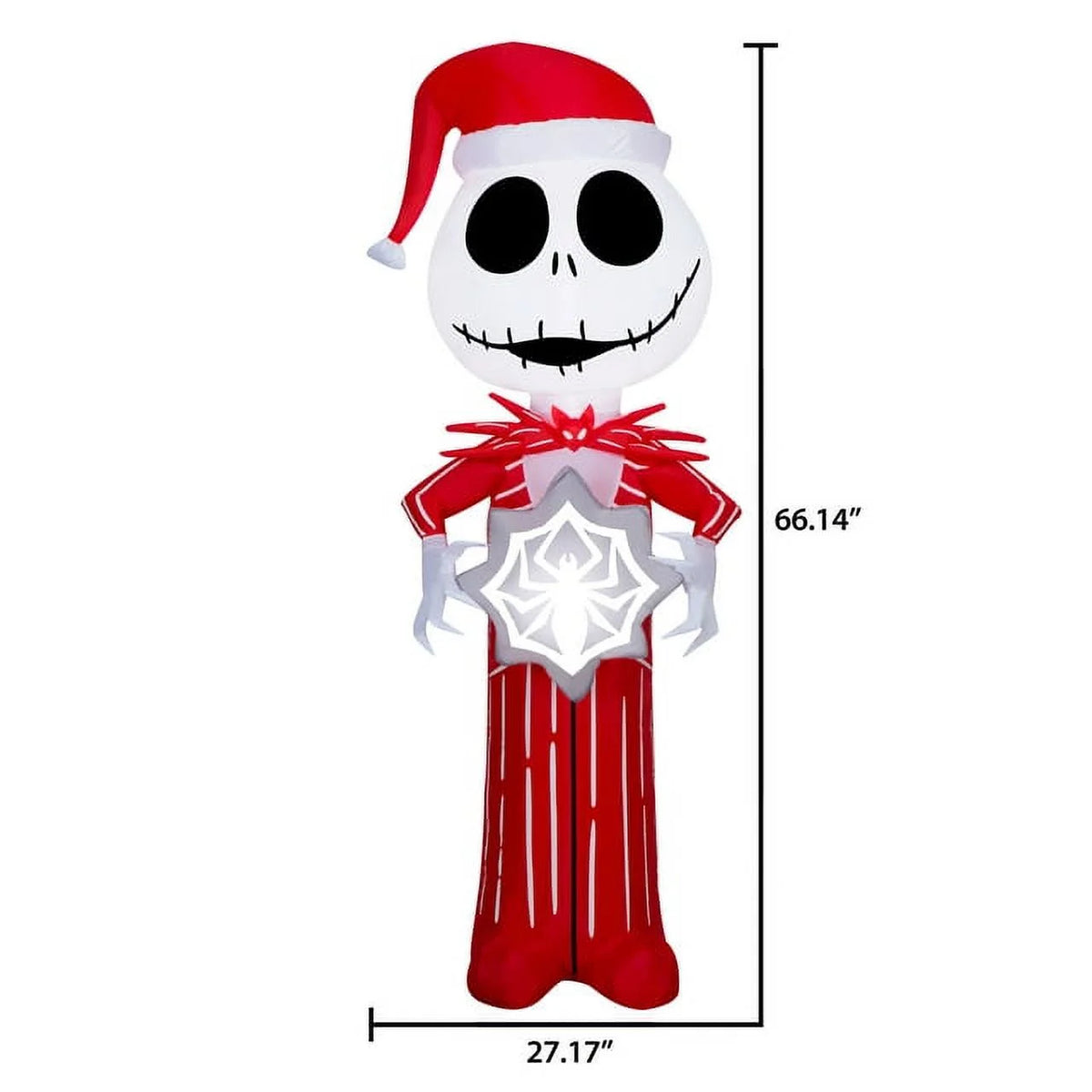 5.5 Foot Stylized Jack Skellington Inflatable with Spider Snowflake and Sally Holding Wreath J807