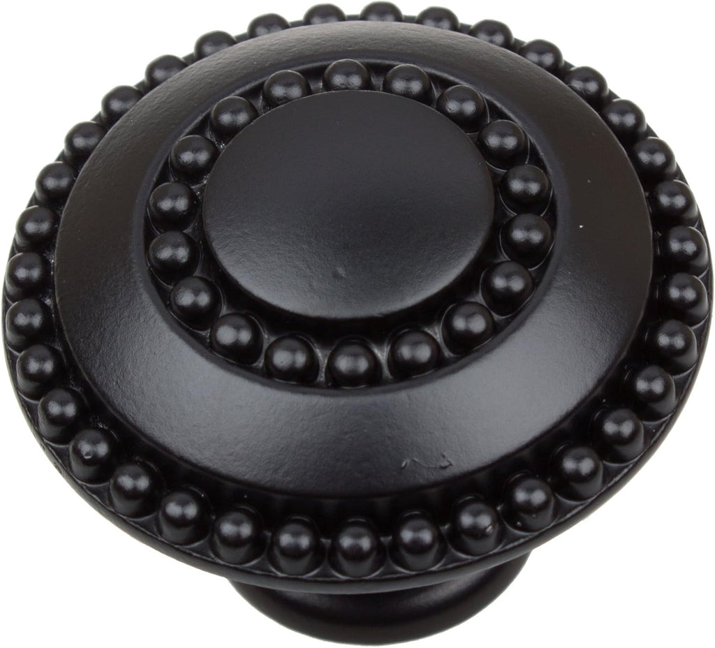 25 Pack Matte Black Round Double-Ring Beaded Cabinet Knobs U43157