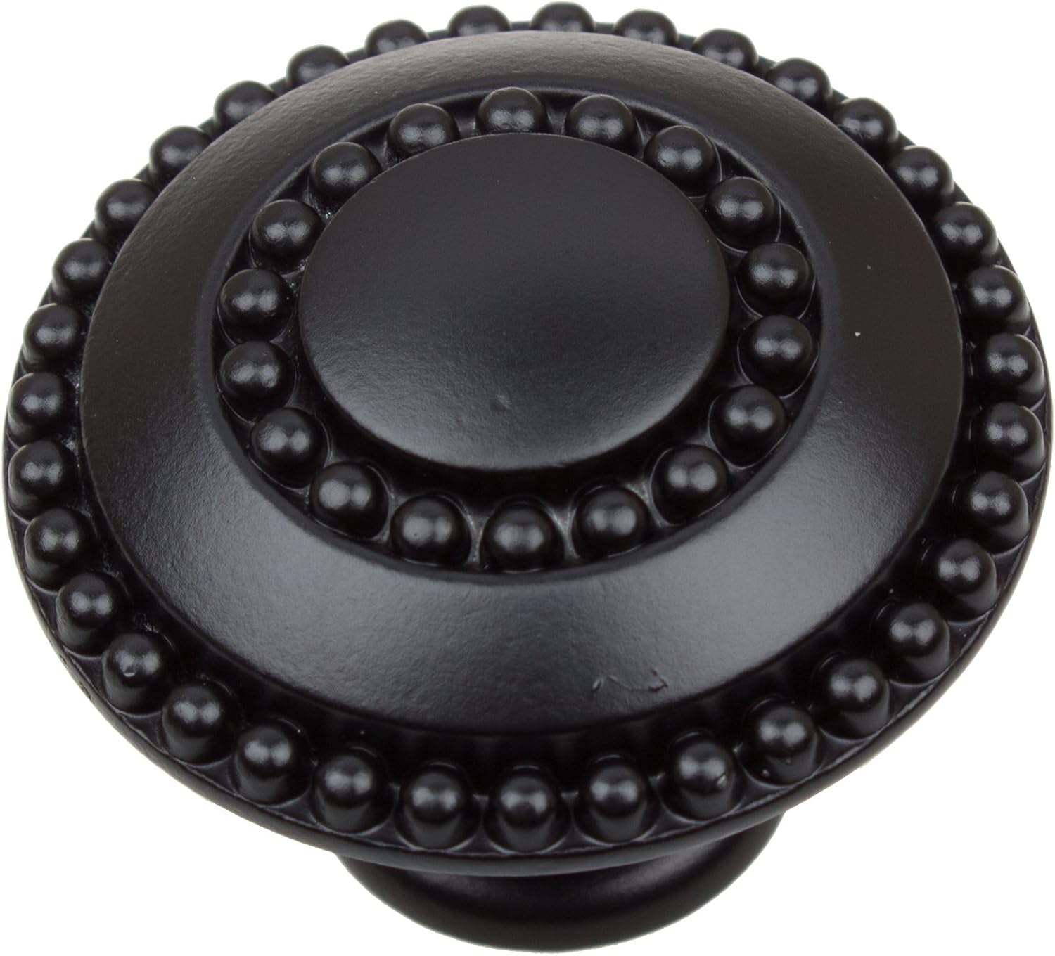 25 Pack Matte Black Round Double-Ring Beaded Cabinet Knobs U43157