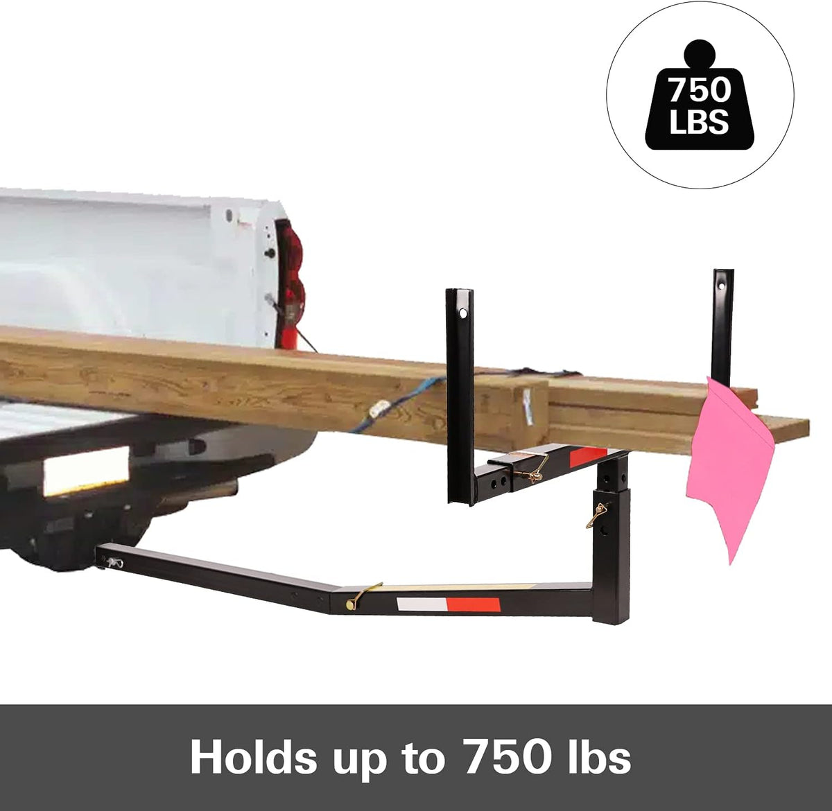 Hitch Mount Truck Bed Extender, All Steel, 750lbs Load Capacity, Black, Pack of 2 F8810