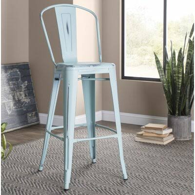 Distressed green-blue Bar Stool V93219