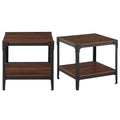 2 Piece Rustic Laminate Top Steel Framed End Table Set F479