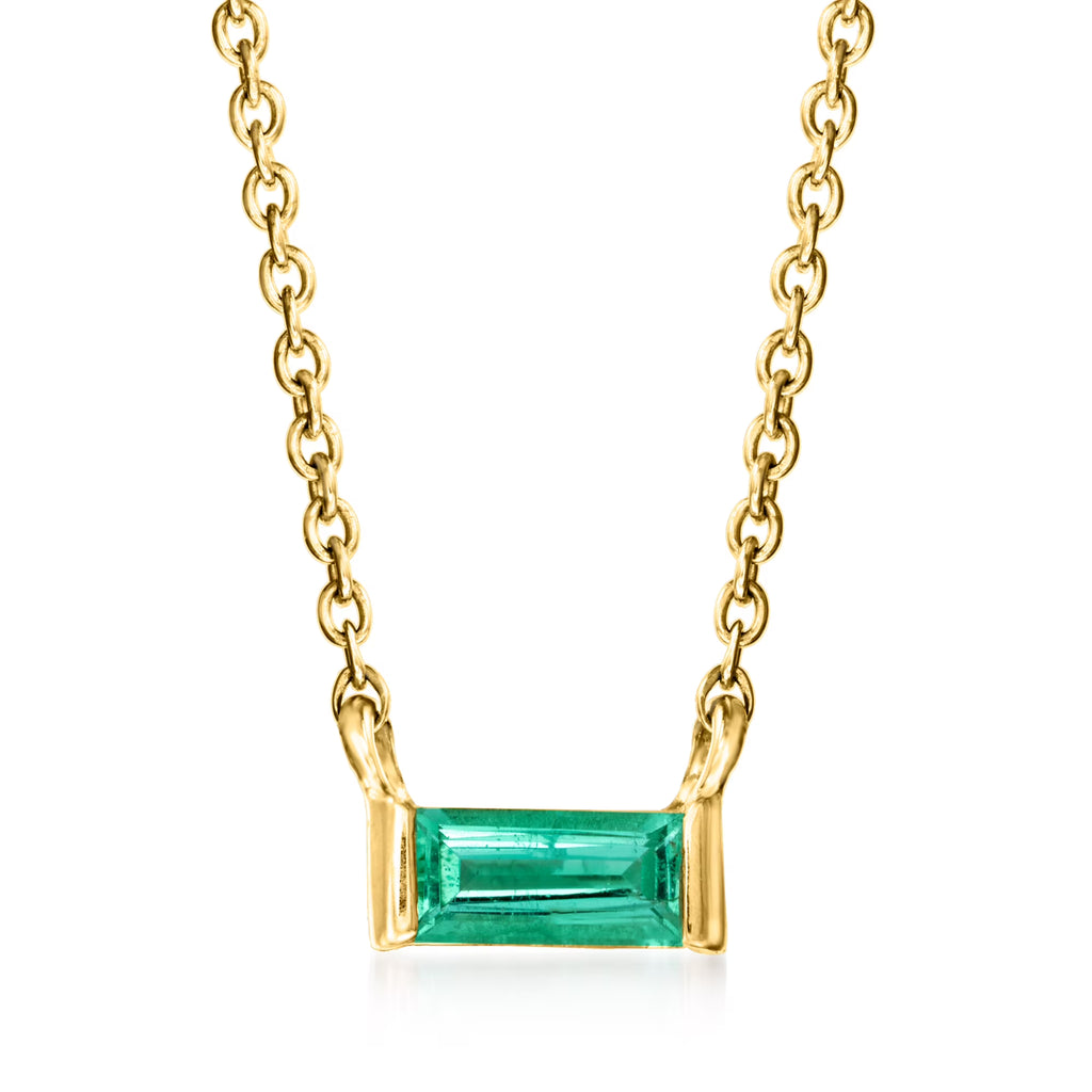 0.10 Carat Emerald Necklace in 14kt Yellow Gold W666614