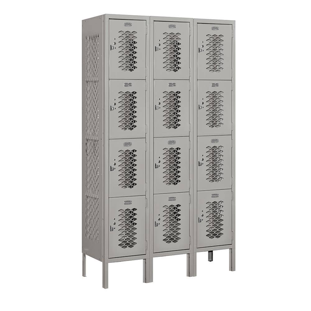 Gray 12x22 Wide Four Tier Vented Metal Locker J4850
