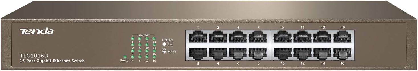 16-Port Gigabit Ethernet Switch, Metal, Fanless, Unmanaged, Pack of 2 L371830