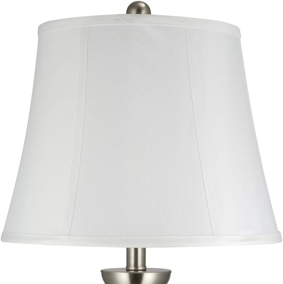 Brushed Steel Tall Floor Lamp with Linen Shade K494