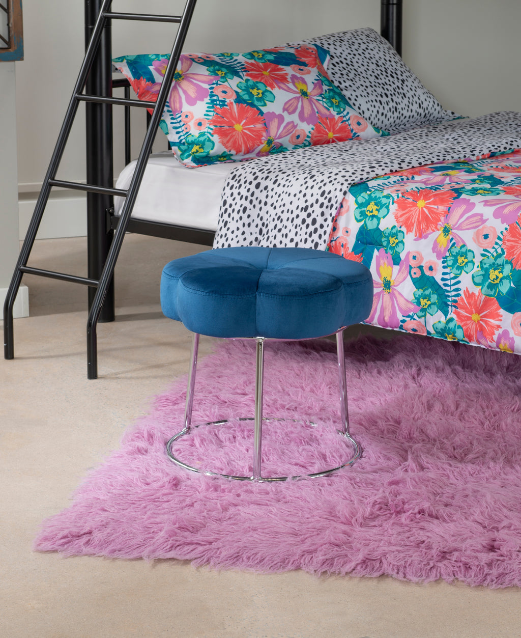 Navy Velvet Vanity Stool or Ottoman T28872