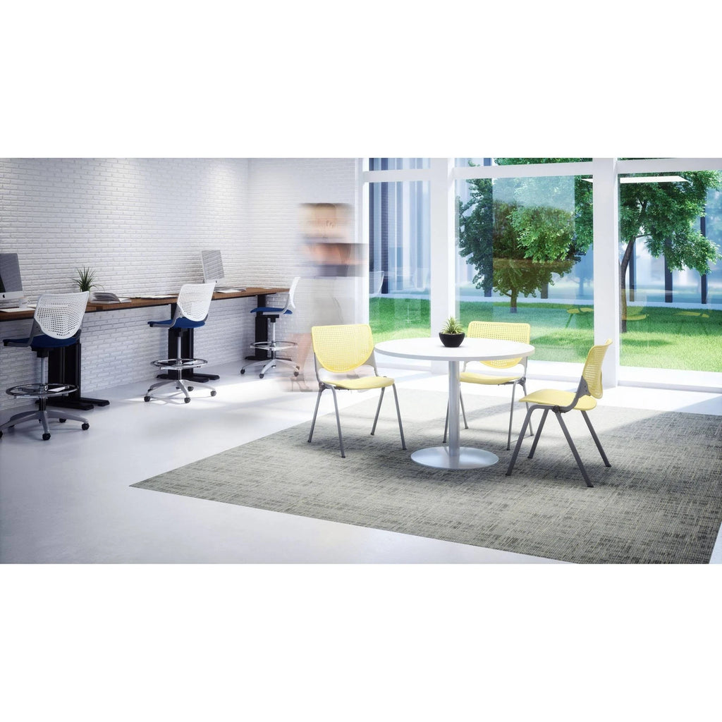 White Peri Blue Adjustable Drafting Stool Y217