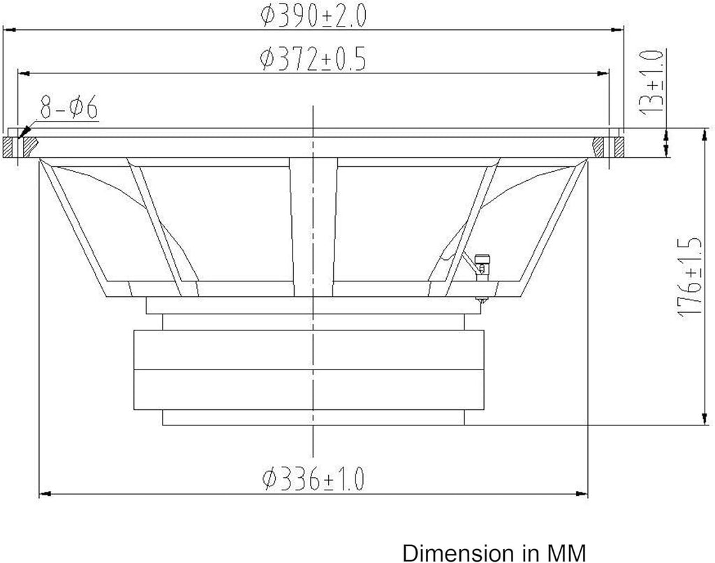 15” 800W Cast Aluminum Frame Woofer S173865
