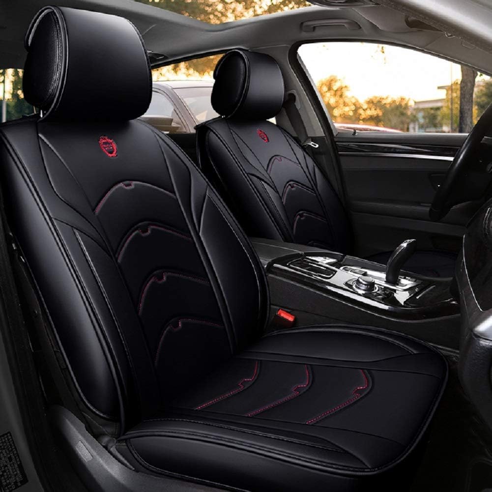 Black-Pink Leather 5 Seat Full Set Seat Cover Cushion R95484