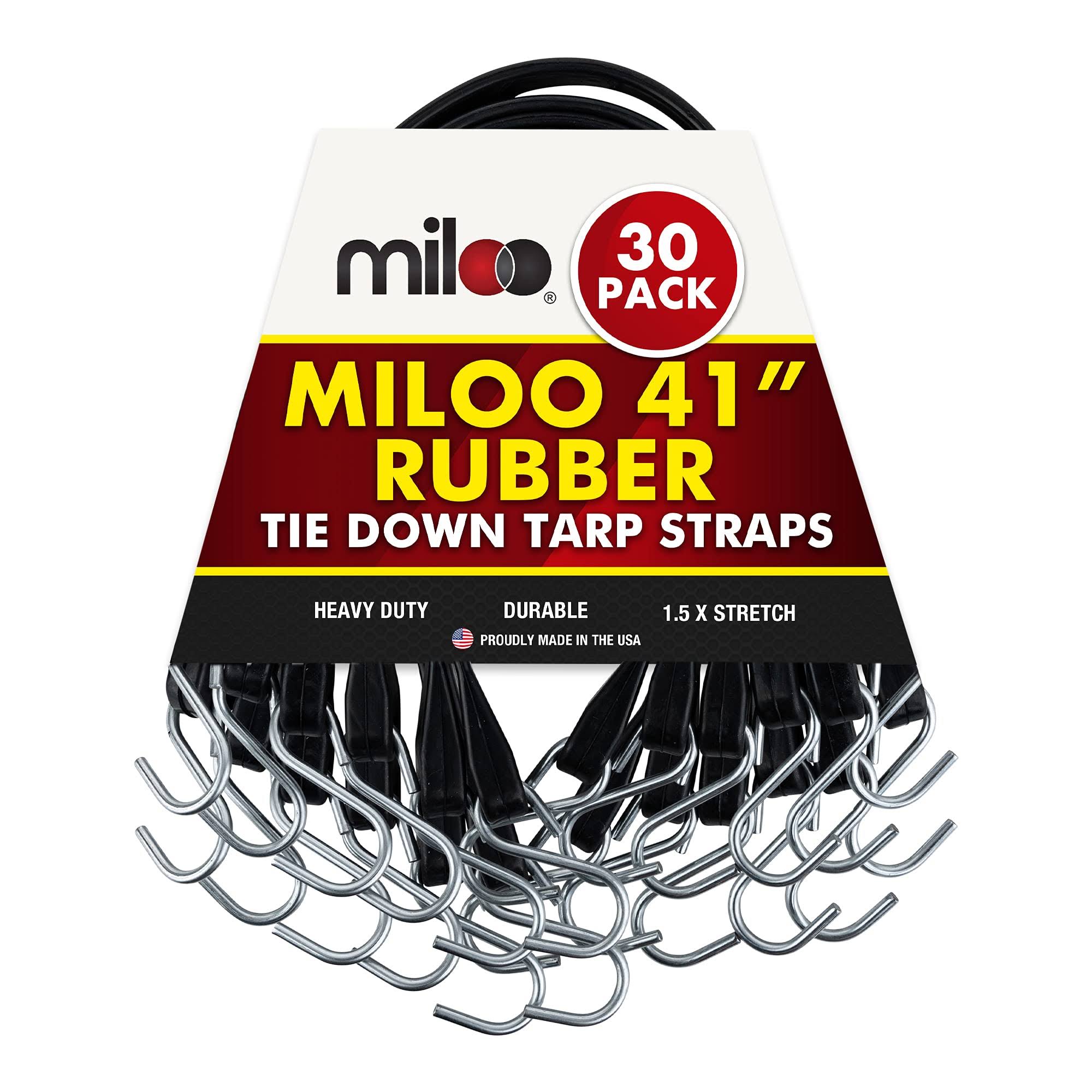 30 Pack Rubber Tarp Straps with Crimped Hooks Q22294