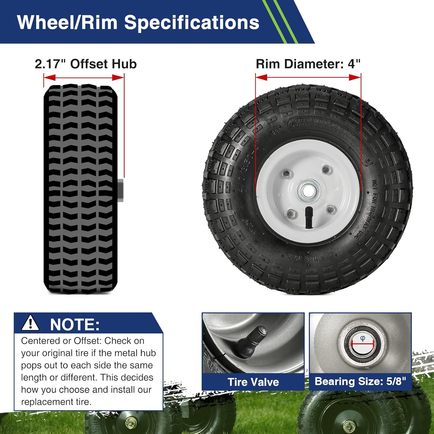 4 Pack 10 Inch Solid Rubber Tyre Wheels with Yellow Steel Hub Q167917